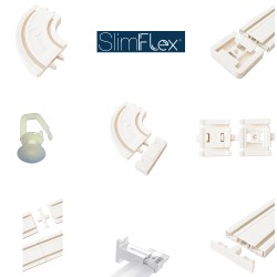 Slimflex Gardinenschiene Zubehör wie Endkappe, Verbinder, Rundbogen, Halterung