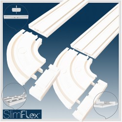 Slimflex Vorhangschiene Gardinenschiene Set Extra Stark Flach 2-3 läufig mit Zubehör