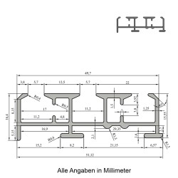 Aluminium Gardinenschiene Schiebevorhang Montage Set 2 / 3 läufig weiß / silber
