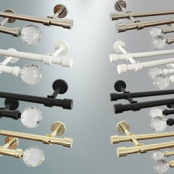 Nalbur Metall Gardinenstange Set 1-2 läufig Wandmontage 19mm mit Zubehör