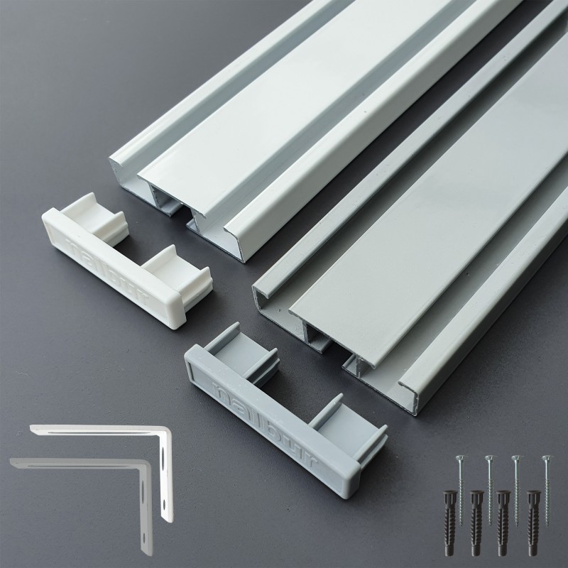 Alu Aluminium Gardinenschiene Vorhangschiene mit Montage Set 2 läufig bis 5m Alu Aluminium Gardinenschiene Vorhangschiene mit Montage Set 2 läufig bis 5m