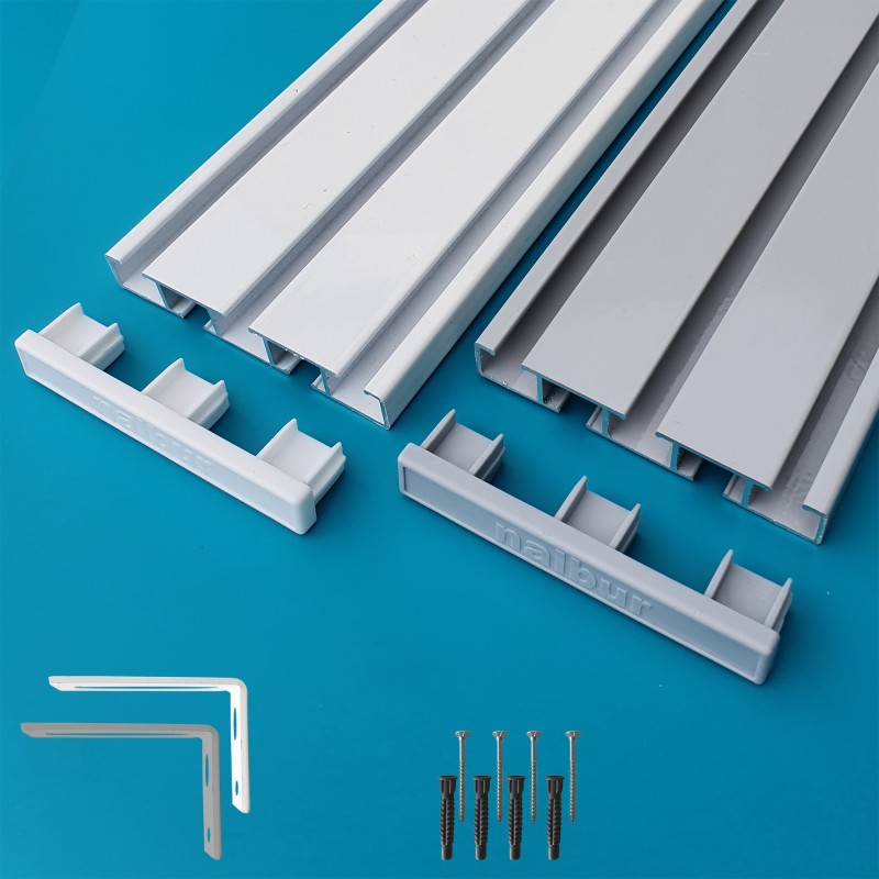 Alu Aluminium Gardinenschiene Vorhangschiene mit Montage Set 3 läufig bis 5m Alu Aluminium Gardinenschiene Vorhangschiene mit Montage Set 3 läufig bis 5m
