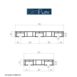 Slimflex Vorhangschiene Gardinenschiene Set Extra Stark Flach 2-3 läufig mit Zubehör