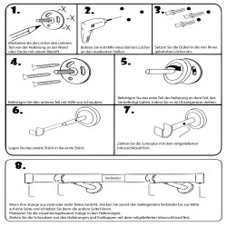 Nalbur Metall Gardinenstange Set 1-2 läufig Wandmontage 19mm mit Zubehör